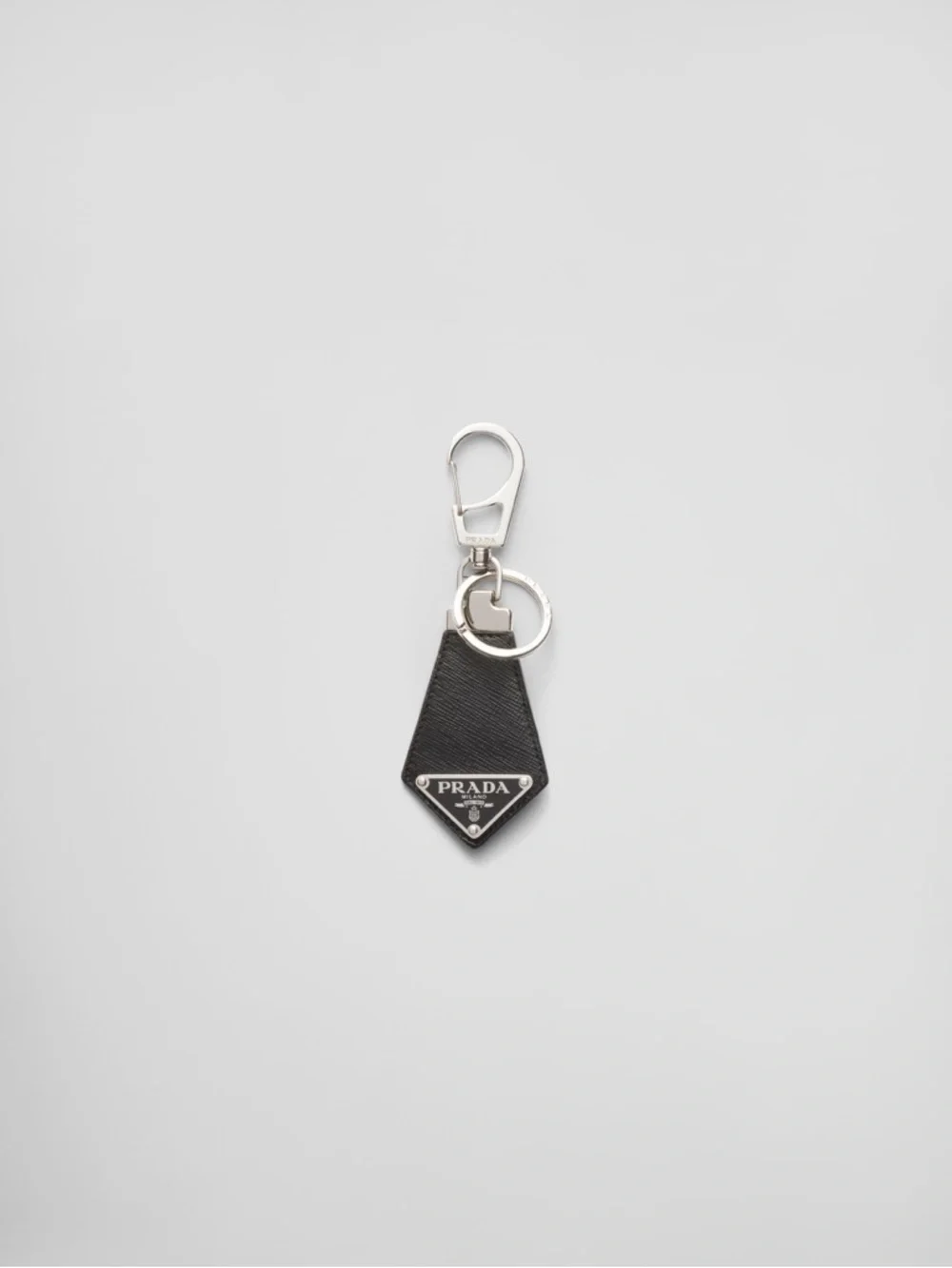Prada Black Saffiano Leather Keychain